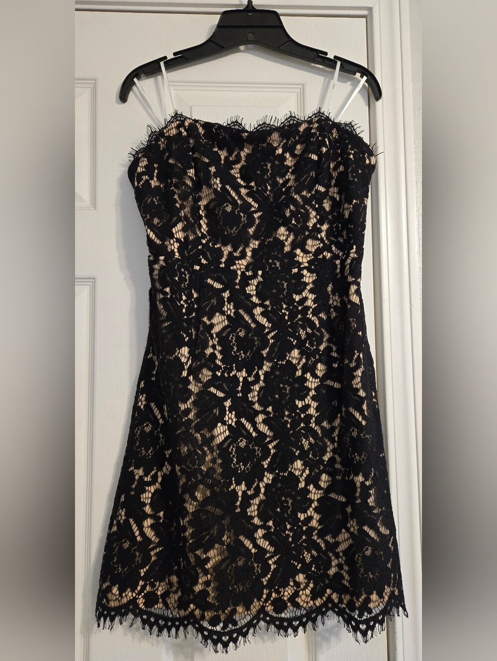 Lulus Maci Black Lace Strapless Mini Dress Sz M